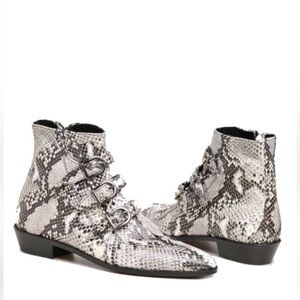 Modern Vice Jett Classic 2 Snakeskin Buckle Ankle Cowboy Boots Size 38/8